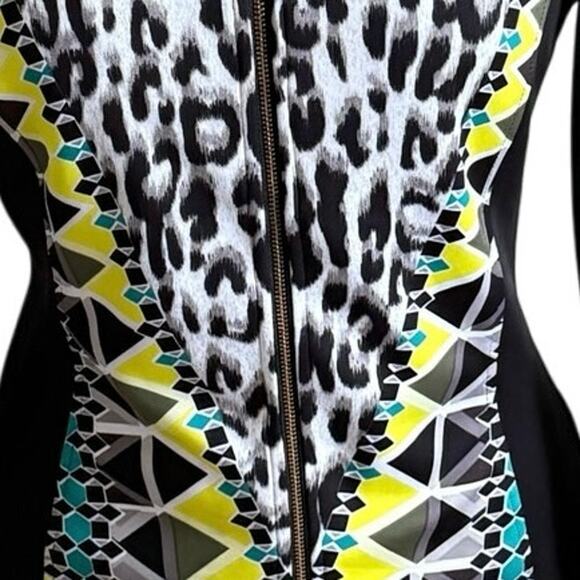Bebe Athletic Jacket Sz Med Geo Leopard Print Warm Up - Picture 3 of 10